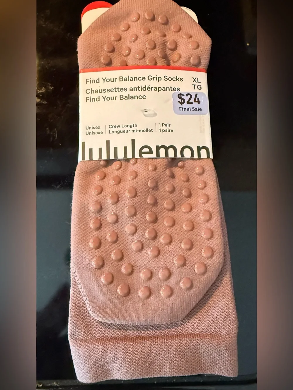 Lululemon Find Your Balance Grip Socks Crew Length Twilight Rose
